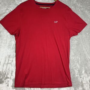 Hollister Classic Red Logo T-Shirt Short Sleeve Round Neck Casual Mens Size L